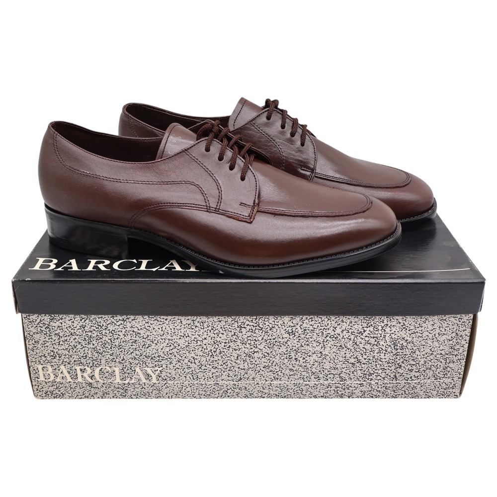 Barclay Oxford Dress Shoes Mens 9D Vintage Brown Leather Apron Toe 48012 New